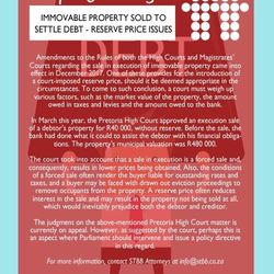 Immovable Property Sold To Settle Debt – Reserve Price Issue