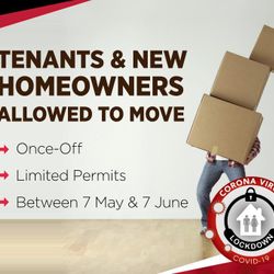 Tenants & New Homeowners Allowed To Move Once-Off - Limited Permits Between 7 May & 7 June