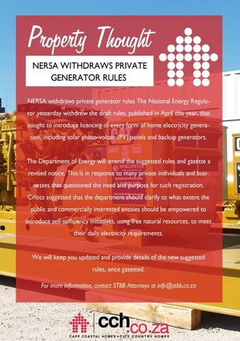 NERSA Withdraws Private Generator Rules