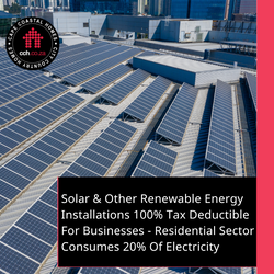 Solar & Other Renewable Energy Installations 100% Tax Deductible For Businesses - Residential Sector