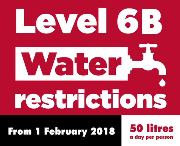 Cape Town To Implement Level 6B Water Restrictions - 1 February 2018