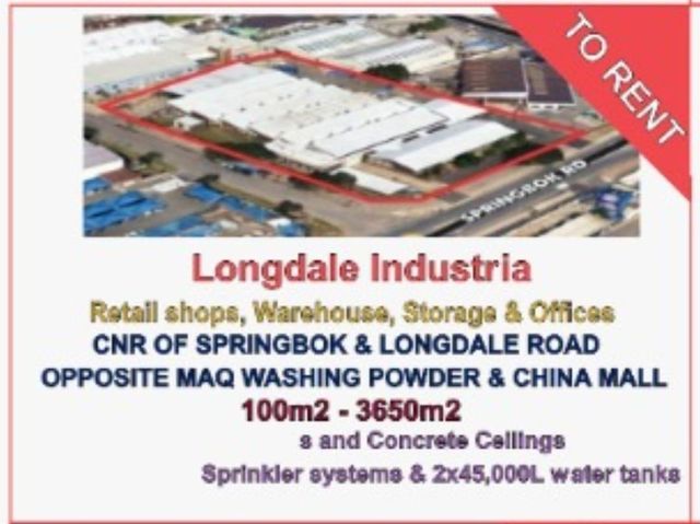 The available Warehouse space is situated in Long dale, in the Industrial area.
